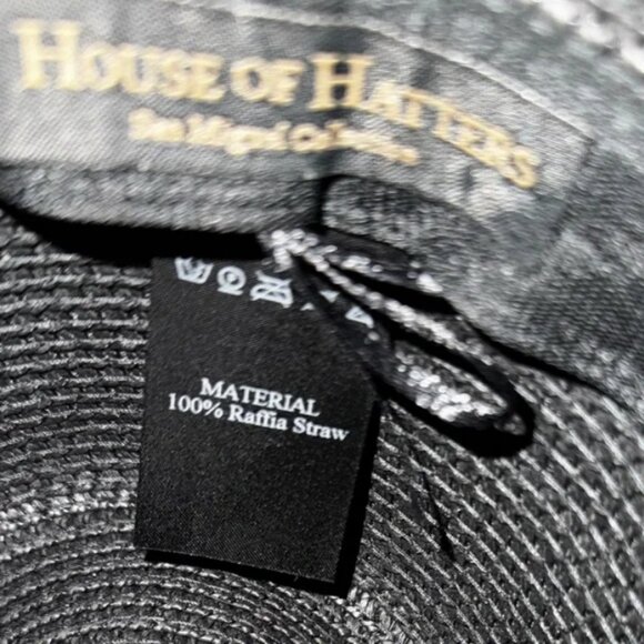 House of Hatters x Cholla Collaboration | Black Raffia Straw Hat with Turquoise main image 11